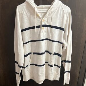 J. Crew Cream log sleeve hoodie pullover